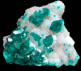 Dioptase on Calcite from Tsumeb Mine, Otavi-Bergland District, Oshikoto, Namibia