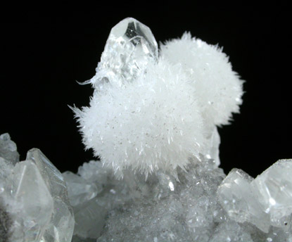 Strontianite on Calcite from Faylor-Middle Creek Quarry, 3 km WSW of Winfield, Union County, Pennsylvania