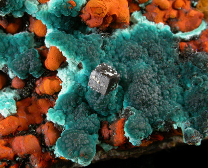 Aurichalcite and Calcite on Goethite from Mina Ojuela, Mapimi, Durango, Mexico