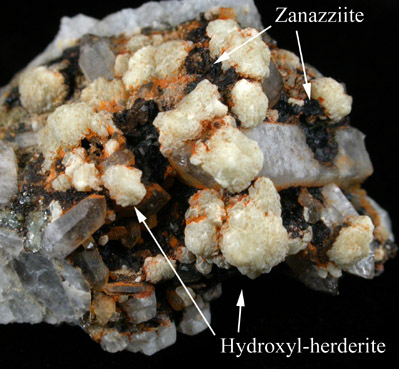 Zanazziite with Hydroxylherderite from Martin Prospect, Plumbago Mountain, Newry, Oxford County, Maine