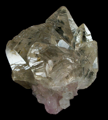 Quartz var. Smoky on Rose Quartz from Sapucaia, Minas Gerais, Brazil