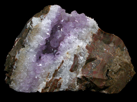 Quartz var. Amethyst in Jasper from Scott's Bay, Nova Scotia, Canada