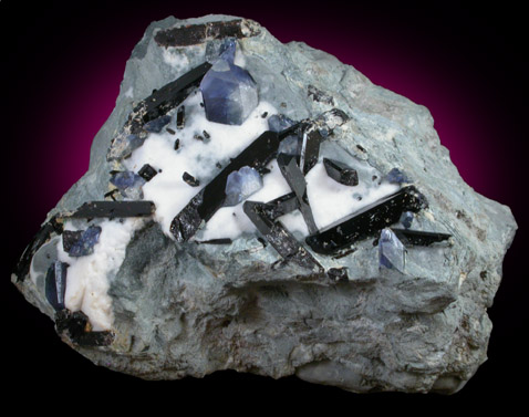 Benitoite, Neptunite, Natrolite from Benitoite Gem Mine, San Benito County, California (Type Locality for Benitoite)