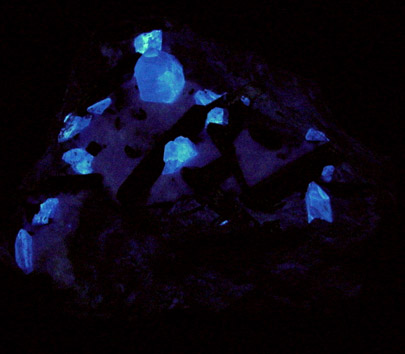 Benitoite, Neptunite, Natrolite from Benitoite Gem Mine, San Benito County, California (Type Locality for Benitoite)