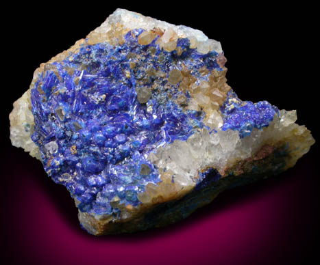 Linarite on Quartz from Grand Reef Mine, Aravaipa District, Graham County, Arizona