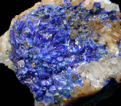 Linarite on Quartz from Grand Reef Mine, Aravaipa District, Graham County, Arizona