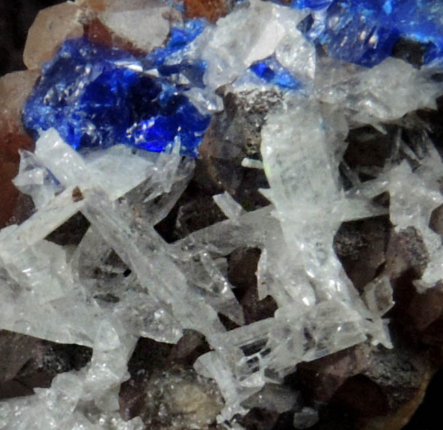 Cerussite and Linarite on Quartz from Grand Reef Mine, Aravaipa District, Graham County, Arizona