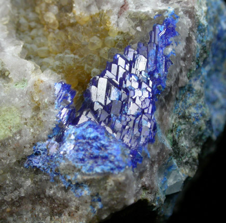 Linarite on Quartz from Grand Reef Mine, Aravaipa District, Graham County, Arizona