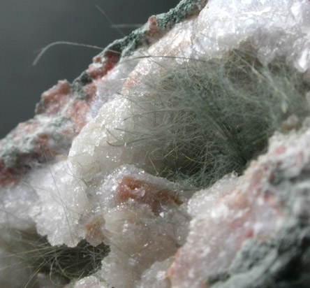 Millerite in Quartz Geode from US Route 27 road cut, Halls Gap, Lincoln County, Kentucky