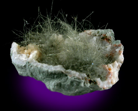 Millerite in Quartz Geode from US Route 27 road cut, Halls Gap, Lincoln County, Kentucky