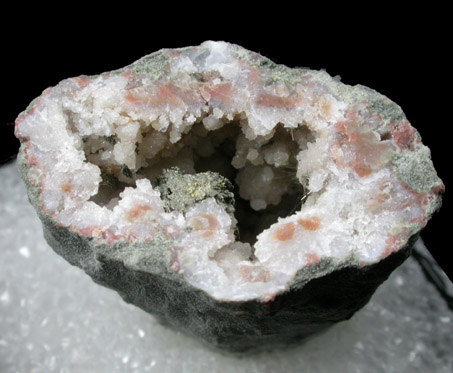 Millerite and Marcasite in Quartz Geode from US Route 27 road cut, Halls Gap, Lincoln County, Kentucky