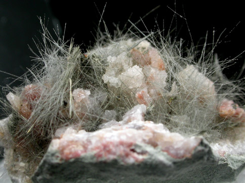 Millerite in Quartz Geode from US Route 27 road cut, Halls Gap, Lincoln County, Kentucky