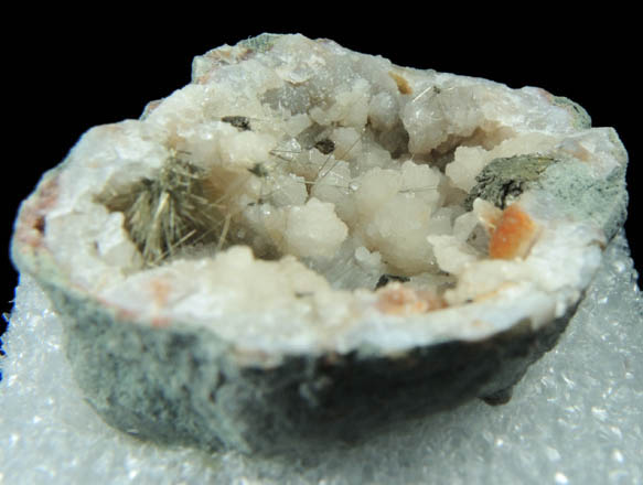 Millerite in Quartz Geode from US Route 27 road cut, Halls Gap, Lincoln County, Kentucky