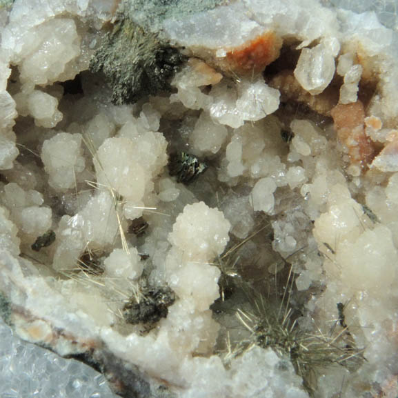 Millerite in Quartz Geode from US Route 27 road cut, Halls Gap, Lincoln County, Kentucky