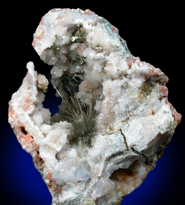 Millerite and Pyrite in Quartz Geode from US Route 27 road cut, Halls Gap, Lincoln County, Kentucky