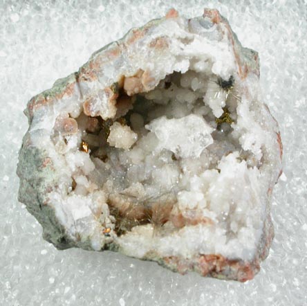 Millerite and Pyrite in Quartz Geode from US Route 27 road cut, Halls Gap, Lincoln County, Kentucky