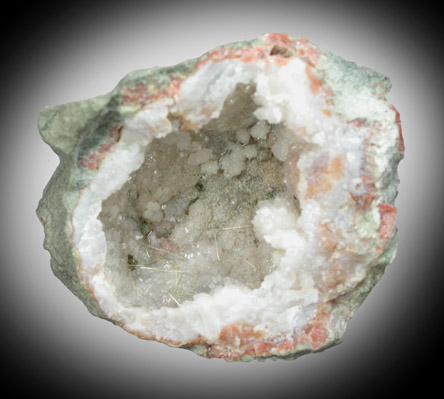 Millerite in Quartz Geode from US Route 27 road cut, Halls Gap, Lincoln County, Kentucky