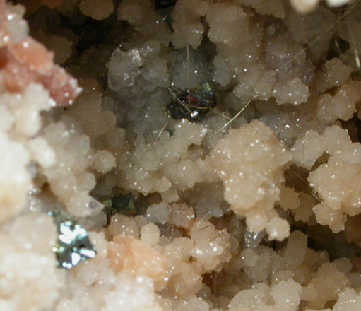 Millerite and Pyrite in Quartz Geode from US Route 27 road cut, Halls Gap, Lincoln County, Kentucky