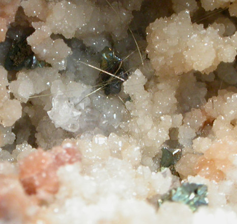 Millerite and Pyrite in Quartz Geode from US Route 27 road cut, Halls Gap, Lincoln County, Kentucky