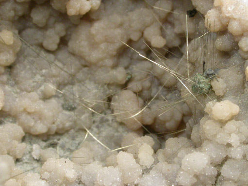 Millerite in Quartz Geode from US Route 27 road cut, Halls Gap, Lincoln County, Kentucky