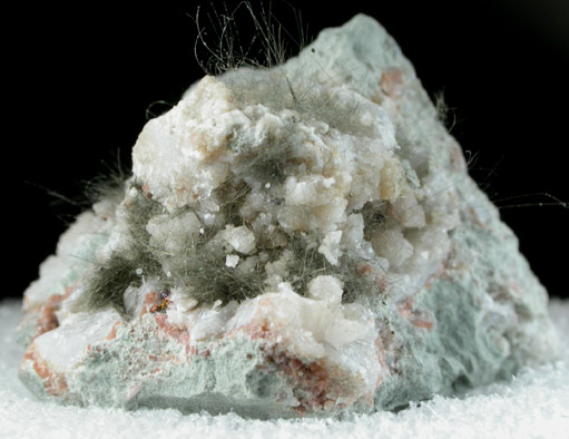 Millerite on Quartz from US Route 27 road cut, Halls Gap, Lincoln County, Kentucky