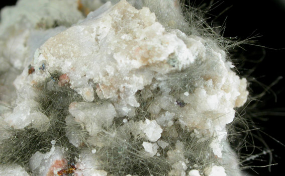 Millerite on Quartz from US Route 27 road cut, Halls Gap, Lincoln County, Kentucky