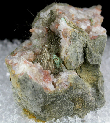 Millerite in Quartz Geode from US Route 27 road cut, Halls Gap, Lincoln County, Kentucky