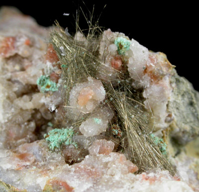 Millerite in Quartz Geode from US Route 27 road cut, Halls Gap, Lincoln County, Kentucky