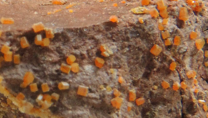 Wulfenite with Vanadinite from Rowley Mine, 20 km northwest of Theba, Painted Rock Mountains, Maricopa County, Arizona