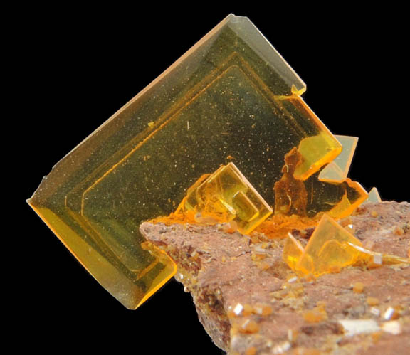 Wulfenite with Vanadinite from Rowley Mine, 20 km northwest of Theba, Painted Rock Mountains, Maricopa County, Arizona