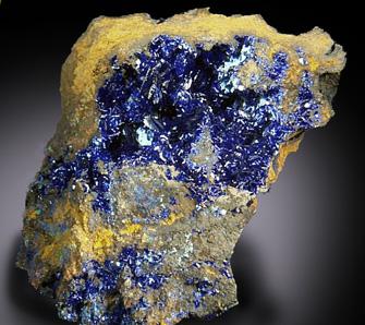 Azurite on Limonite from 4750' Level, Phelps Dodge Morenci Mine, Morenci, Arizona