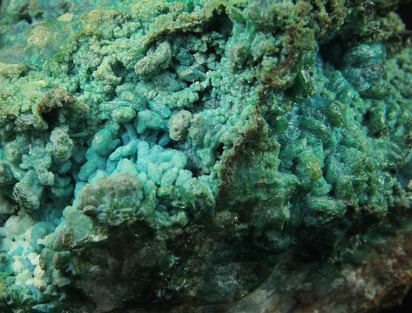 Chrysocolla pseudomorphs after Hemimorphite from 79 Mine, Banner District, near Hayden, Gila County, Arizona