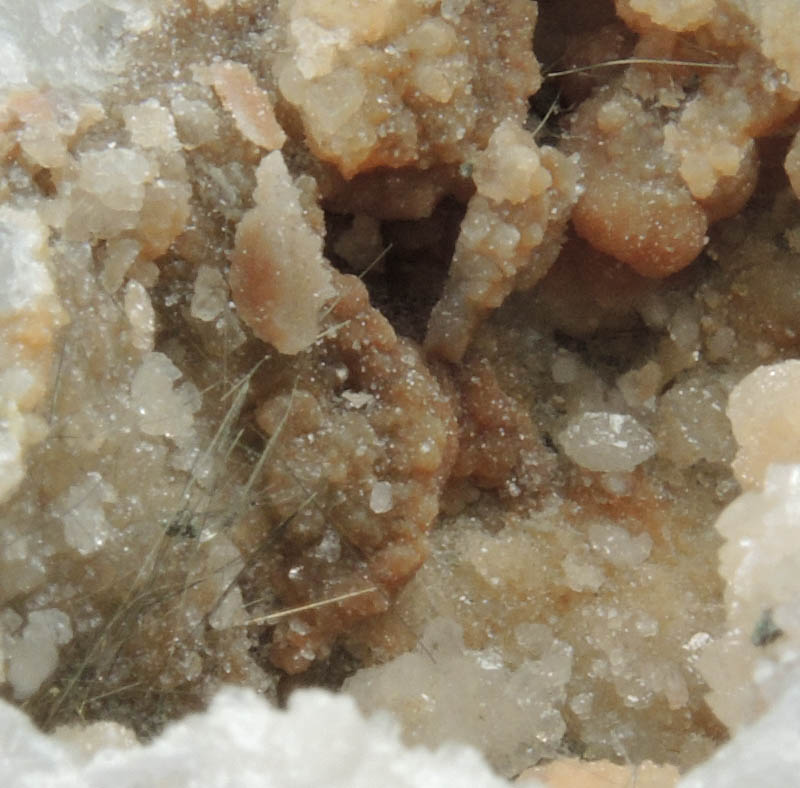 Millerite in Quartz Geode from US Route 27 road cut, Halls Gap, Lincoln County, Kentucky