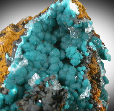 Rosasite, Hemimorphite, Aurichalcite, Goethite from 79 Mine, Banner District, near Hayden, Gila County, Arizona