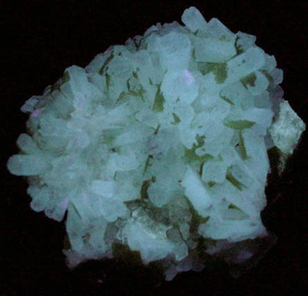 Photo below under shortwave ultraviolet illumination of Celestine on Sulfur from Agrigento District (Girgenti), Sicily, Italy Celestine on Sulfur from Agrigento District (Girgenti), Sicily, Italy