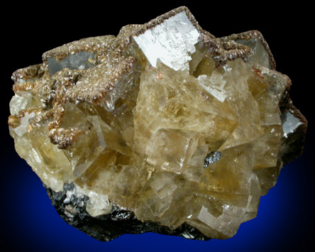 Fluorite with Siderite on Sphalerite from Boltsburn Mine, Rookhope, County Durham, England