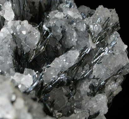 Quartz on Stibnite from Baia Sprie (Felsbnya), Maramures, Romania