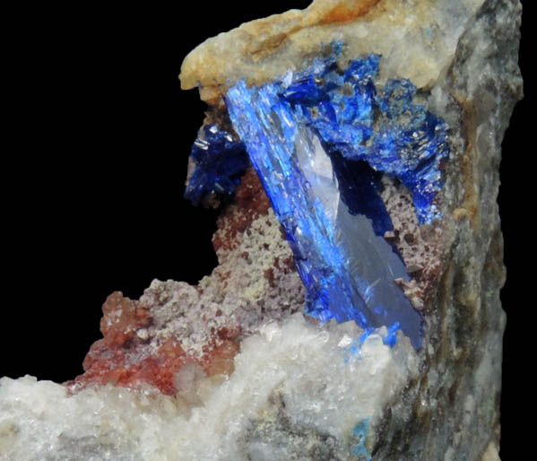 Linarite on Quartz from Grand Reef Mine, Aravaipa District, Graham County, Arizona