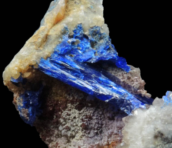 Linarite on Quartz from Grand Reef Mine, Aravaipa District, Graham County, Arizona