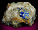 Linarite on Quartz from Grand Reef Mine, Aravaipa District, Graham County, Arizona