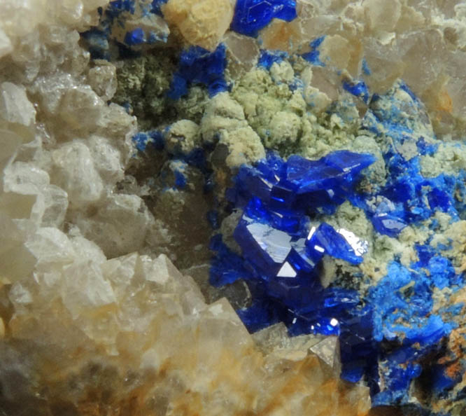 Linarite on Quartz from Grand Reef Mine, Aravaipa District, Graham County, Arizona