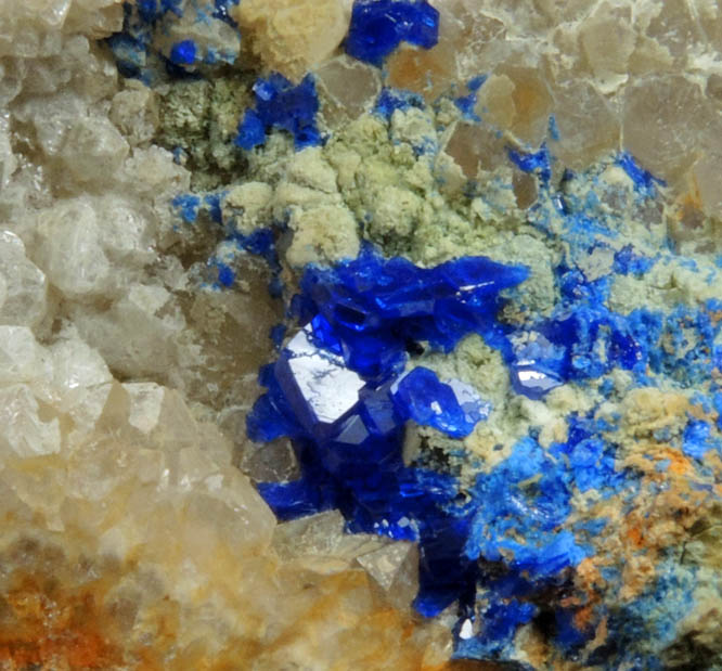 Linarite on Quartz from Grand Reef Mine, Aravaipa District, Graham County, Arizona