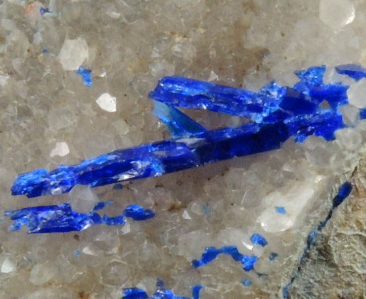 Linarite on Quartz from Grand Reef Mine, Aravaipa District, Graham County, Arizona