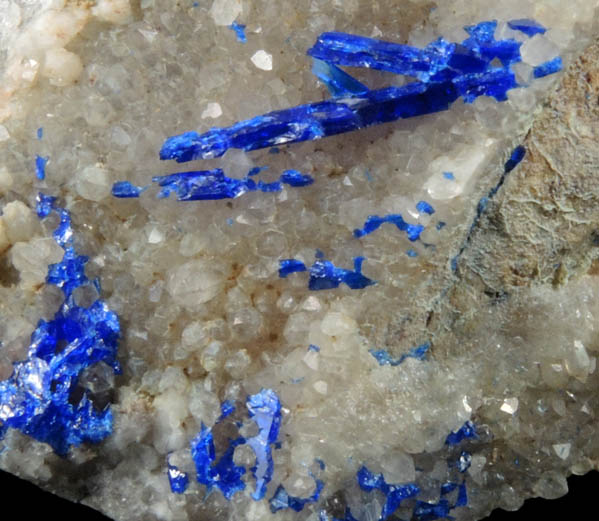 Linarite on Quartz from Grand Reef Mine, Aravaipa District, Graham County, Arizona