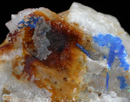 Linarite and Anglesite on Quartz from Hansonburg District, 8.5 km south of Bingham, Socorro County, New Mexico