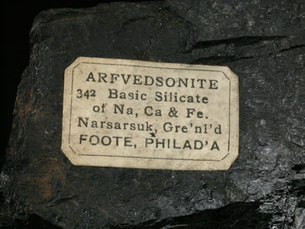 Arfvedsonite from Narsarsulk, Greenland (Type Locality for Arfvedsonite)