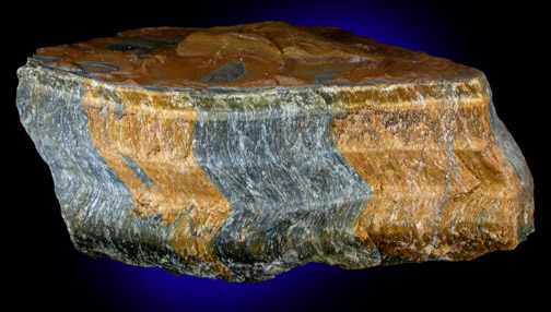 Quartz pseudomorph after Crocidolite (Tiger-Eye) from headwaters of the Orange River, Griqualand West, South Africa