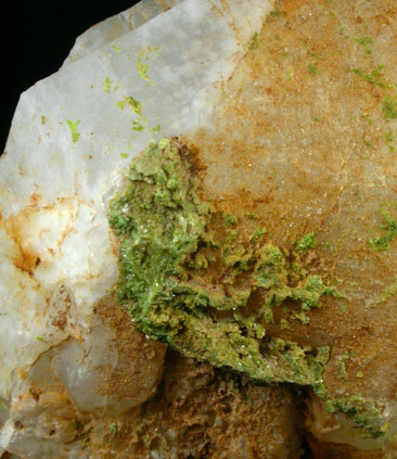 Quartz with Pyromorphite from Wheatley Mine, Phoenixville, Chester County, Pennsylvania