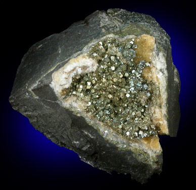 Pyrite on Stilbite from Kibblehouse Quarry, Perkiomenville, Montgomery County, Pennsylvania