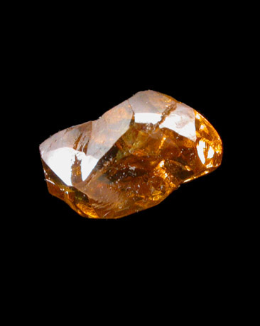 Diamond (0.61 carat amber-colored elongated crystal) from Free State (formerly Orange Free State), South Africa